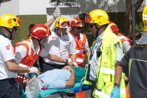 SUC y 112 intervinieron hoy en un simulacro de terremoto y posterior incendio en Gran Canaria