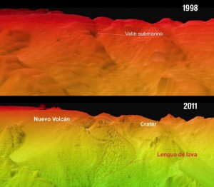 El fondo submarino al sur de El Hierro, antes y después de la erupción del nuevo volcán